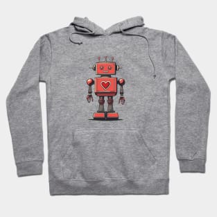 Retro Vintage Tin Robot with Heart Hoodie